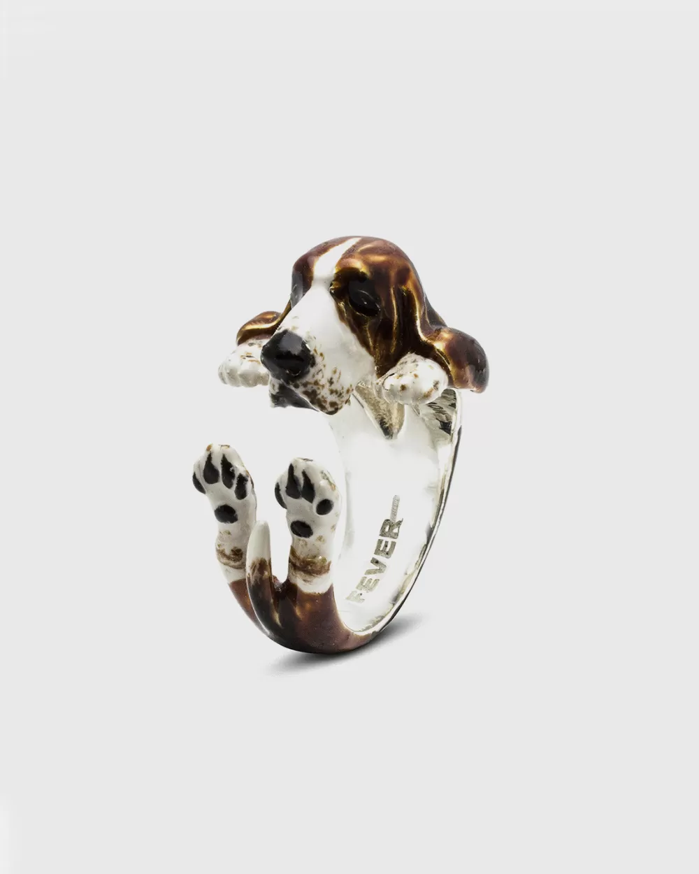 Nove25 Anello Hug Basset Hound Smaltato