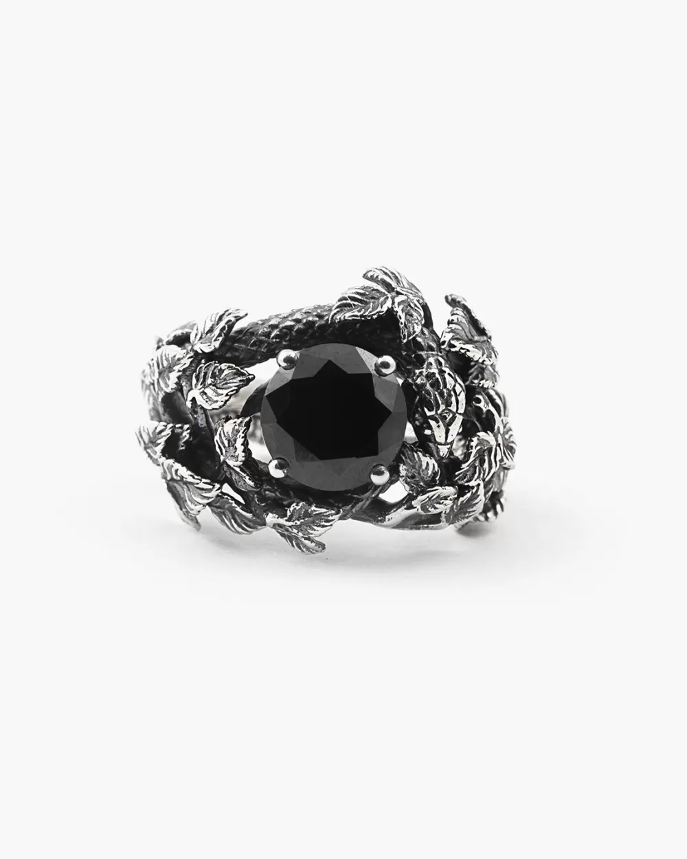 Nove25 Anello Solitario Eden Con Serpenti E Zirconia Cubica Nera
