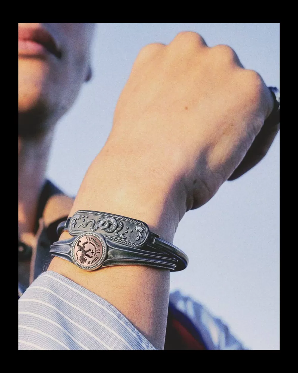 Nove25 Bracciale Chevalier Viribus Et Animo Bronzo Argento