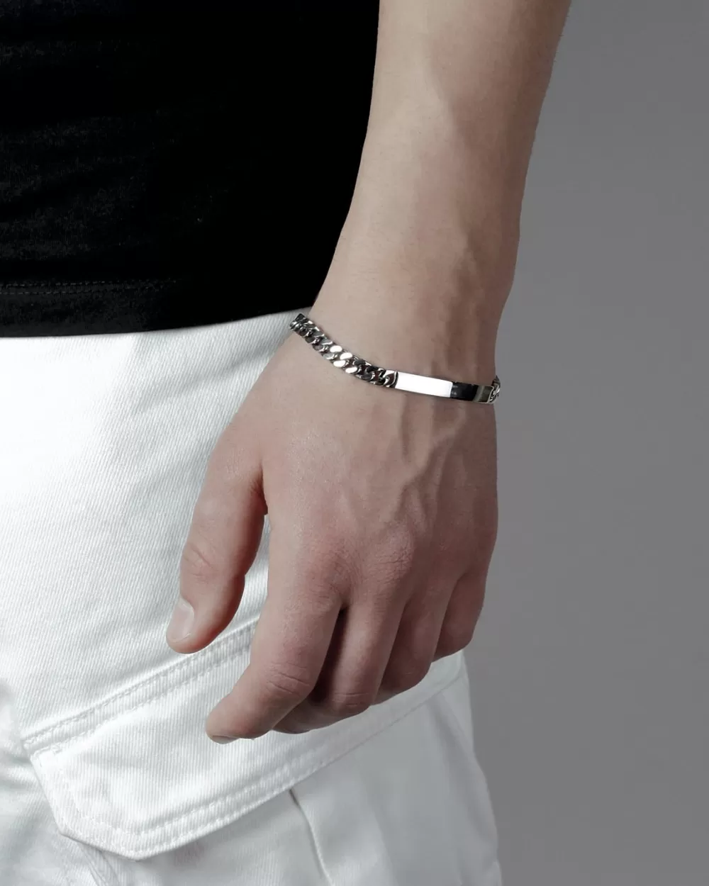 Nove25 Bracciale Grumetta Quadrata Con Targa Filo 200 Custom