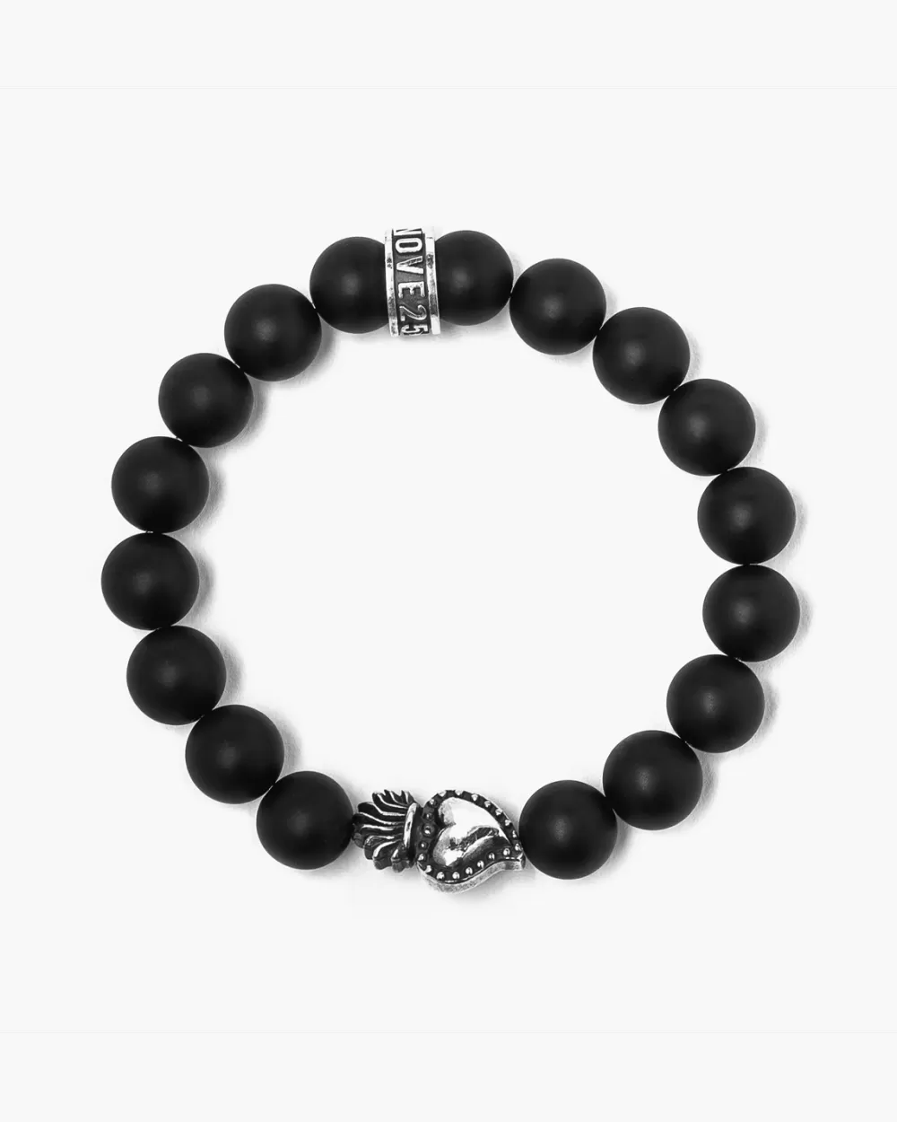 Nove25 Bracciale Onice Opaca 080 E Cuore Ex-Voto