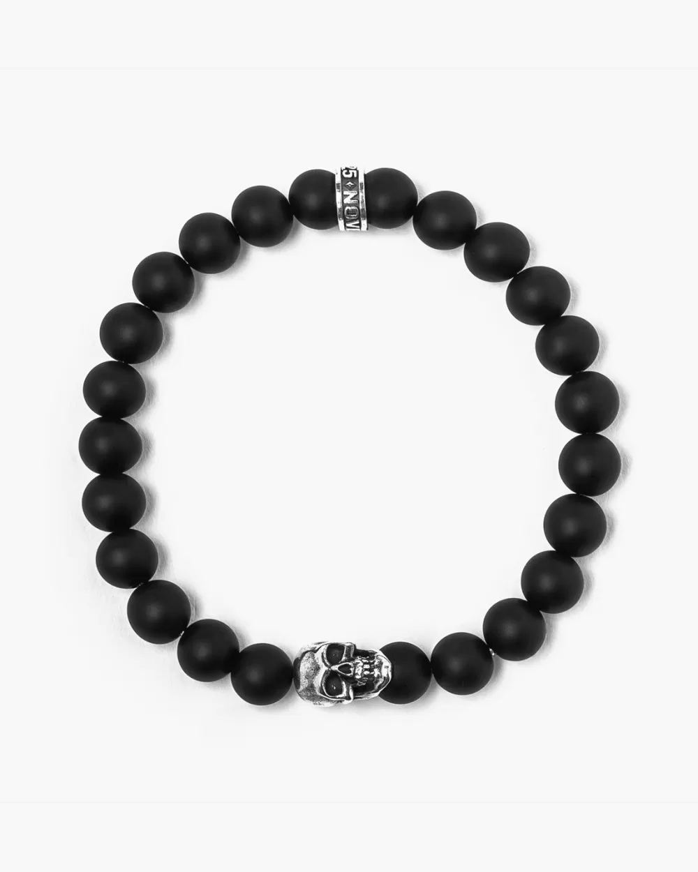 Nove25 Bracciale Onice Opaca 080 E Teschio Piccolo