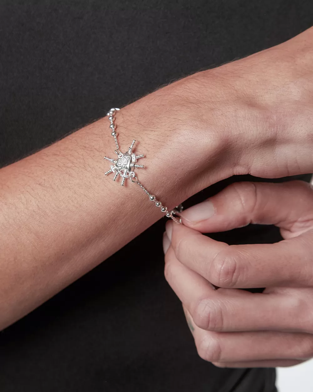 Nove25 Bracciale Rosario Cuore 7 Spade