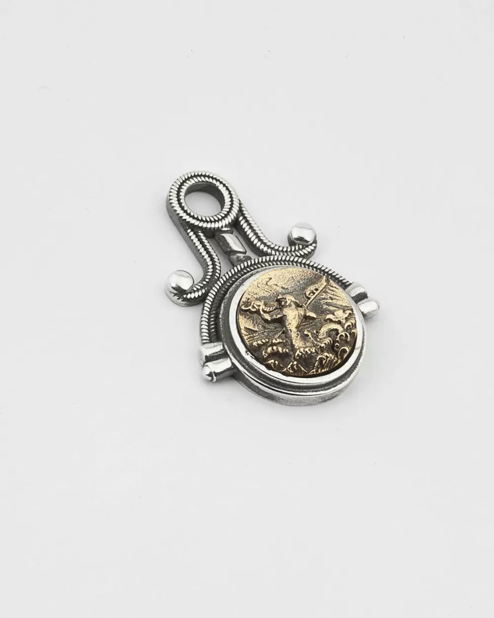 Nove25 Ciondolo Moneta Antica Romana Bronzo Argento