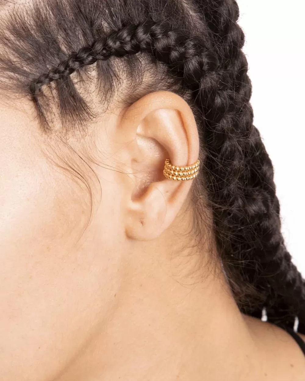 Nove25 Ear Cuff Orecchino Senza Buco Palline Tre Giri Placcato Oro