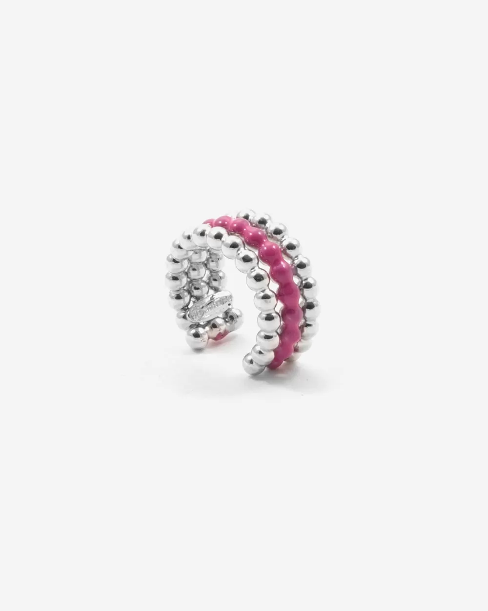 Nove25 Ear Cuff Orecchino Senza Buco Palline Tre Giri Smalto Fucsia