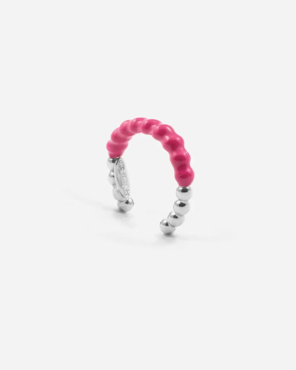 Nove25 Ear Cuff Orecchino Senza Buco Palline Un Giro Smalto Fucsia