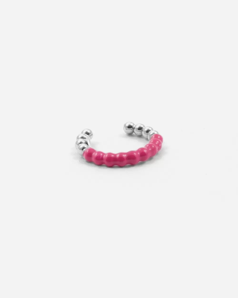 Nove25 Ear Cuff Orecchino Senza Buco Palline Un Giro Smalto Fucsia