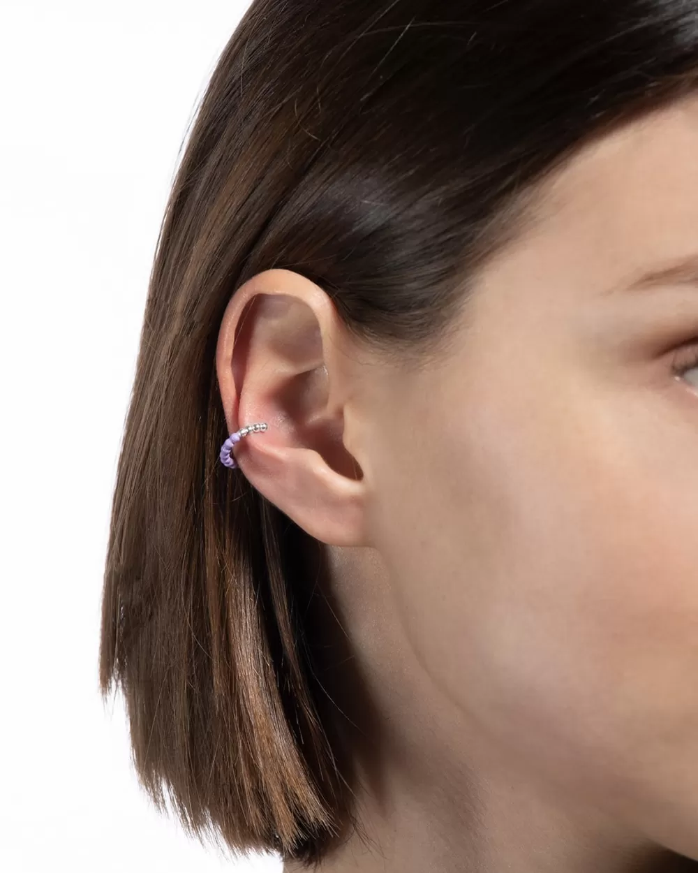Nove25 Ear Cuff Orecchino Senza Buco Palline Un Giro Smalto Lilla