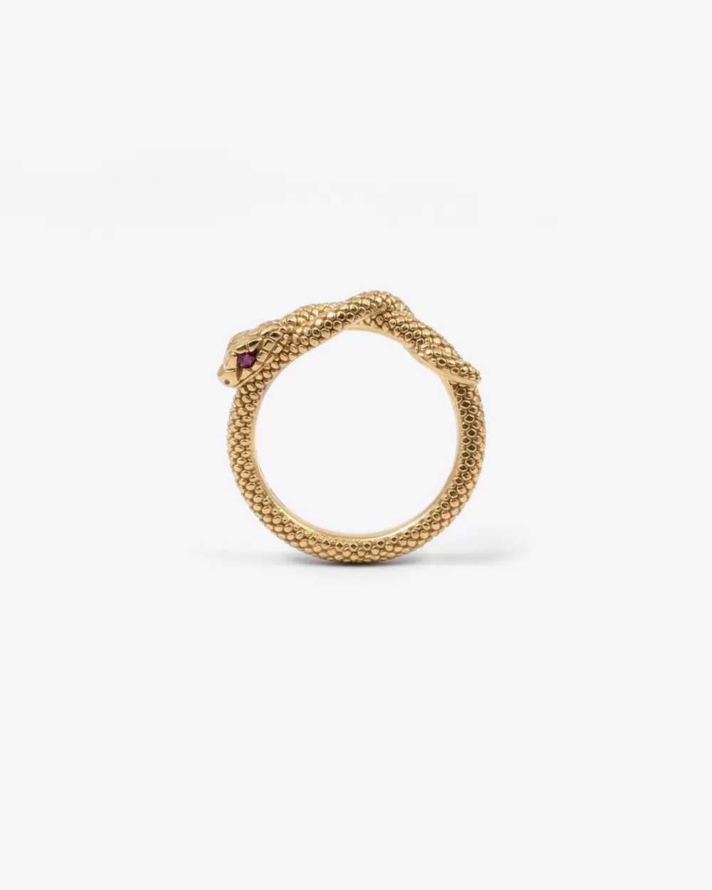 Nove25 Fedina Serpente Con Occhi Zirconia Cubica Rossa / Oro Giallo Lucido