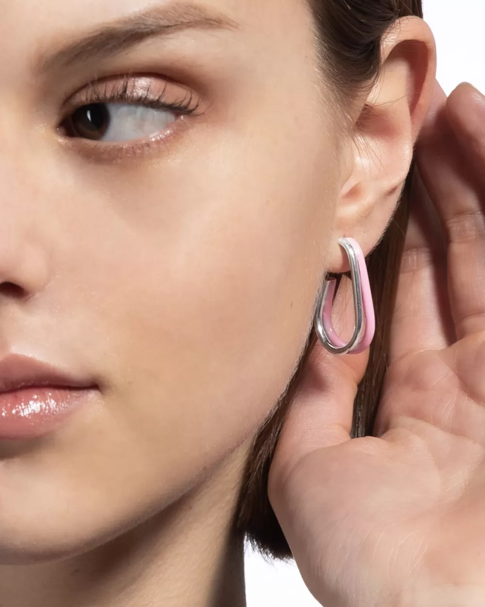 Nove25 Orecchino Pendente Doppia Goccia Smalto Rosa