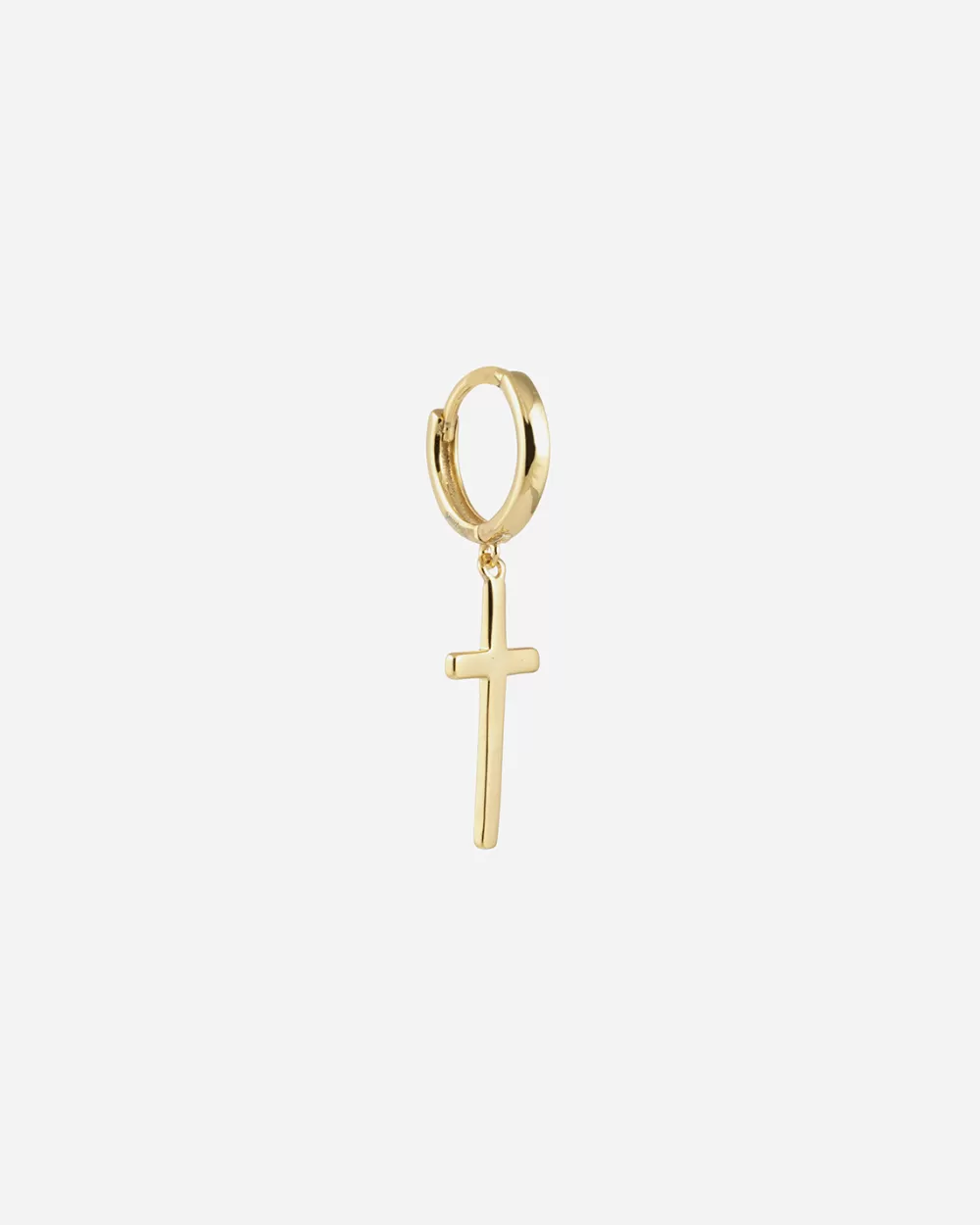 Nove25 Orecchino Singolo Cerchio Croce Grande Pendente / Oro Giallo Lucido