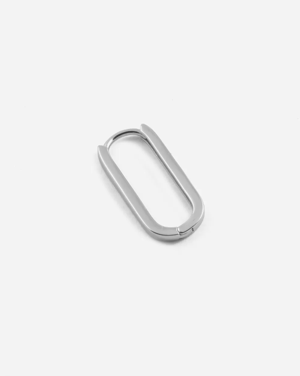 Nove25 Orecchino Singolo Ovale Squadrato Medio Slim / Rodio Lucido